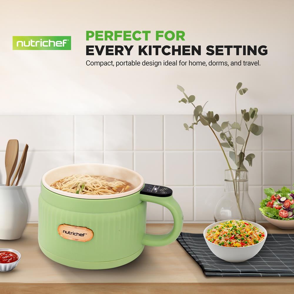 1.6L Portable Electric Rice Cooker, Multi-Functional with Non-Stick Ceramic Coating, Digital Control Panel, 6 Optional Functions, Anti-Burn Dry, Automatic Power-Off (Green) - Image 6