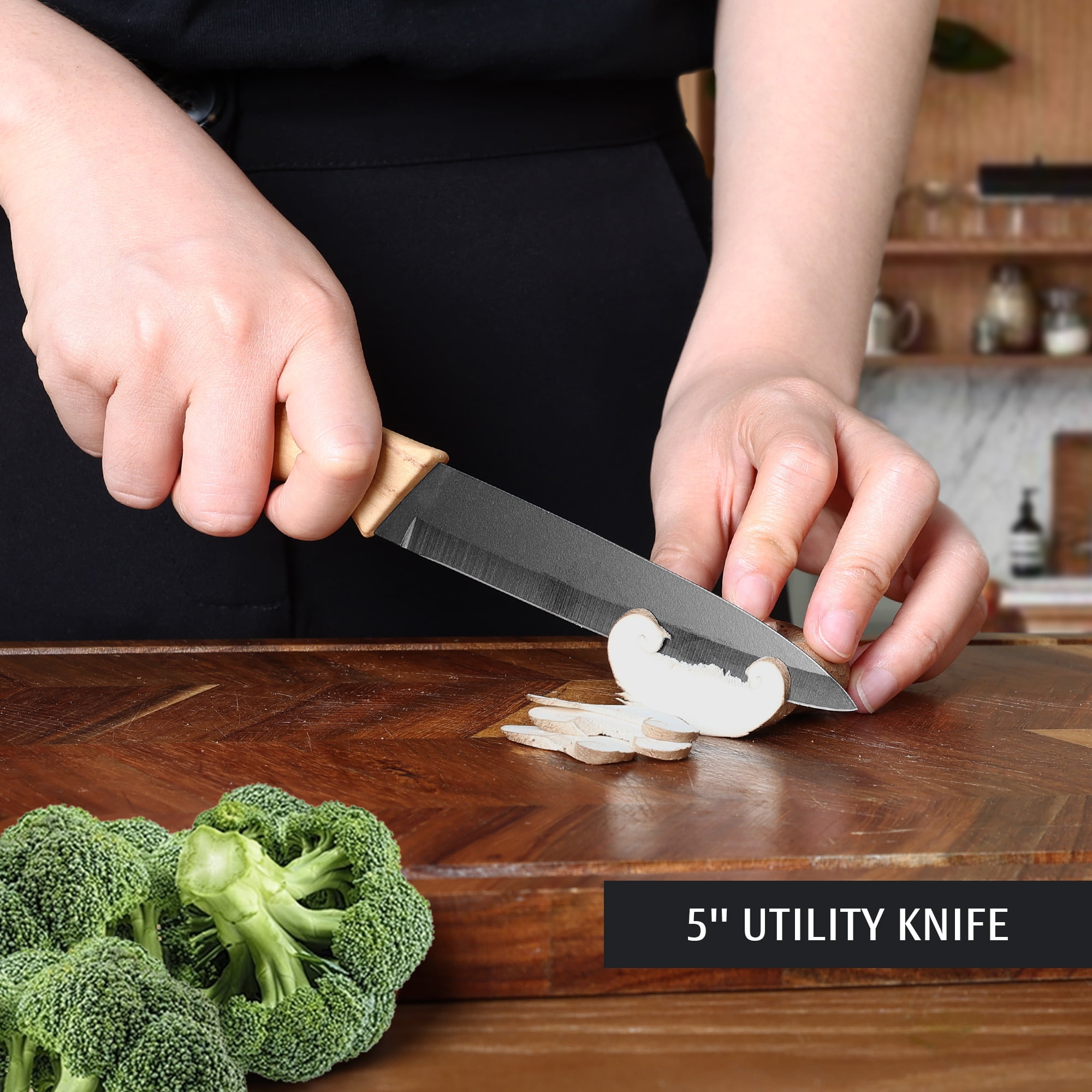 Hecef 3PCS Kitchen Knife Set, Stainless Steel Blades with Non-Stick Coating, Professional Sharp Chef Knives - Image 3