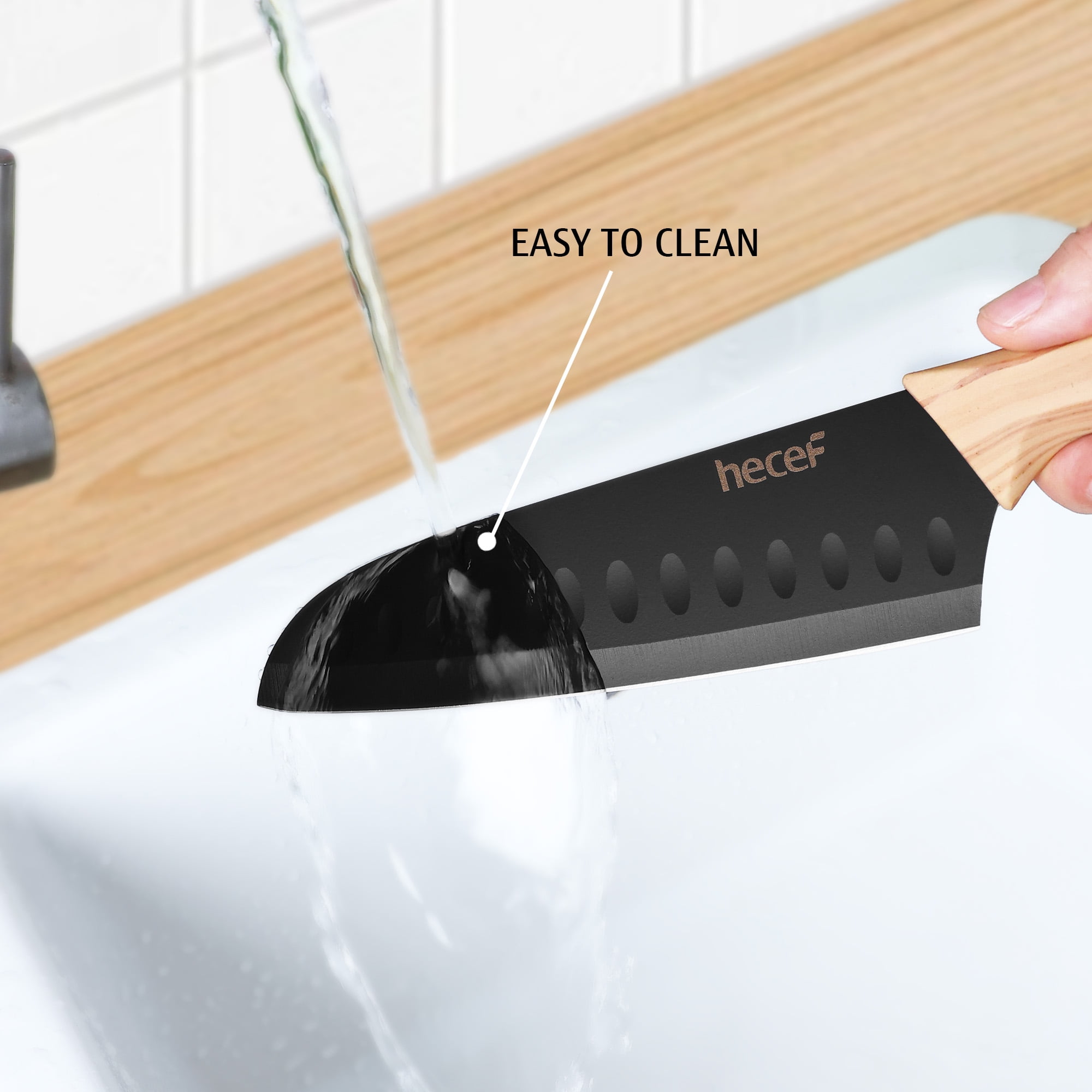 Hecef 3PCS Kitchen Knife Set, Stainless Steel Blades with Non-Stick Coating, Professional Sharp Chef Knives - Image 4