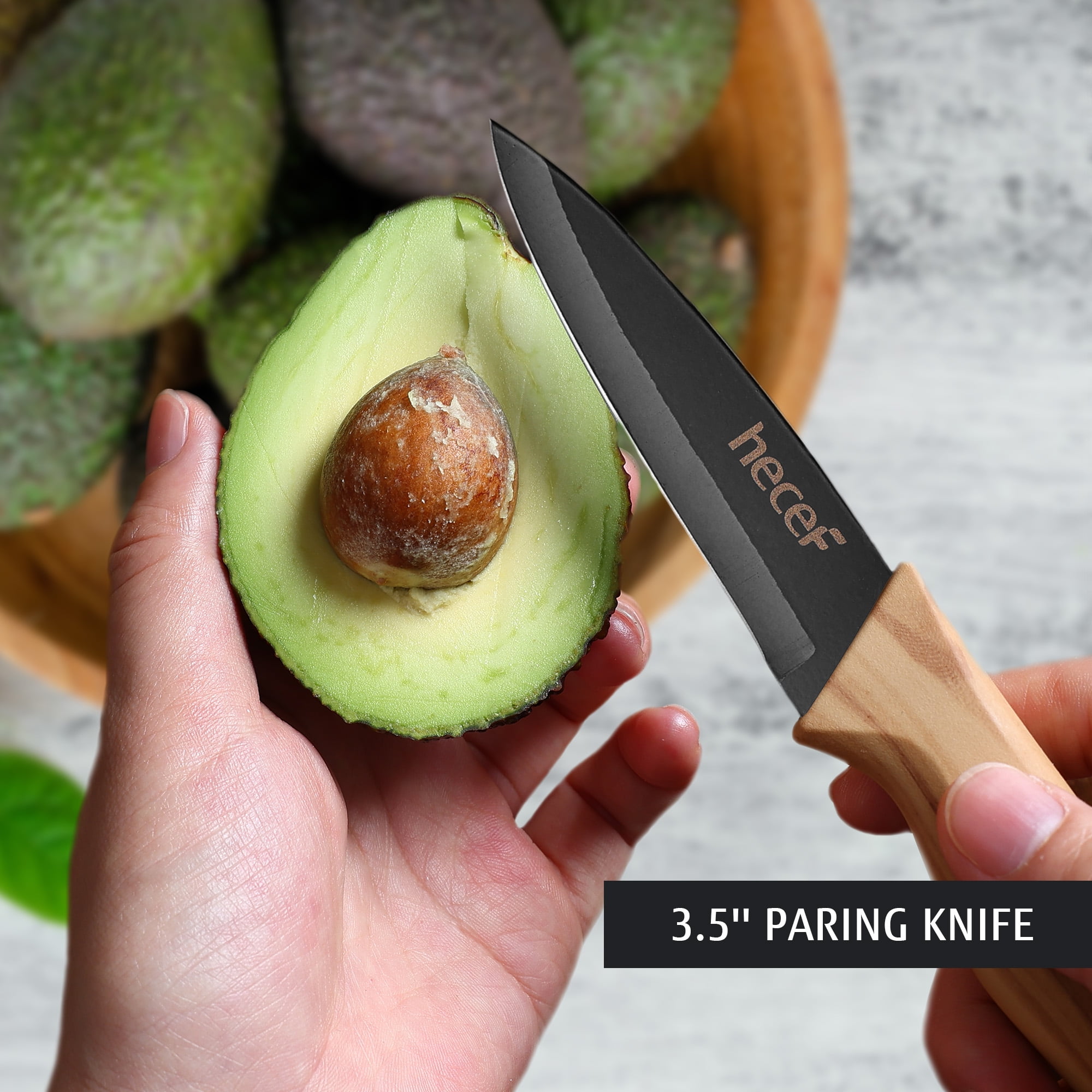 Hecef 3PCS Kitchen Knife Set, Stainless Steel Blades with Non-Stick Coating, Professional Sharp Chef Knives - Image 6