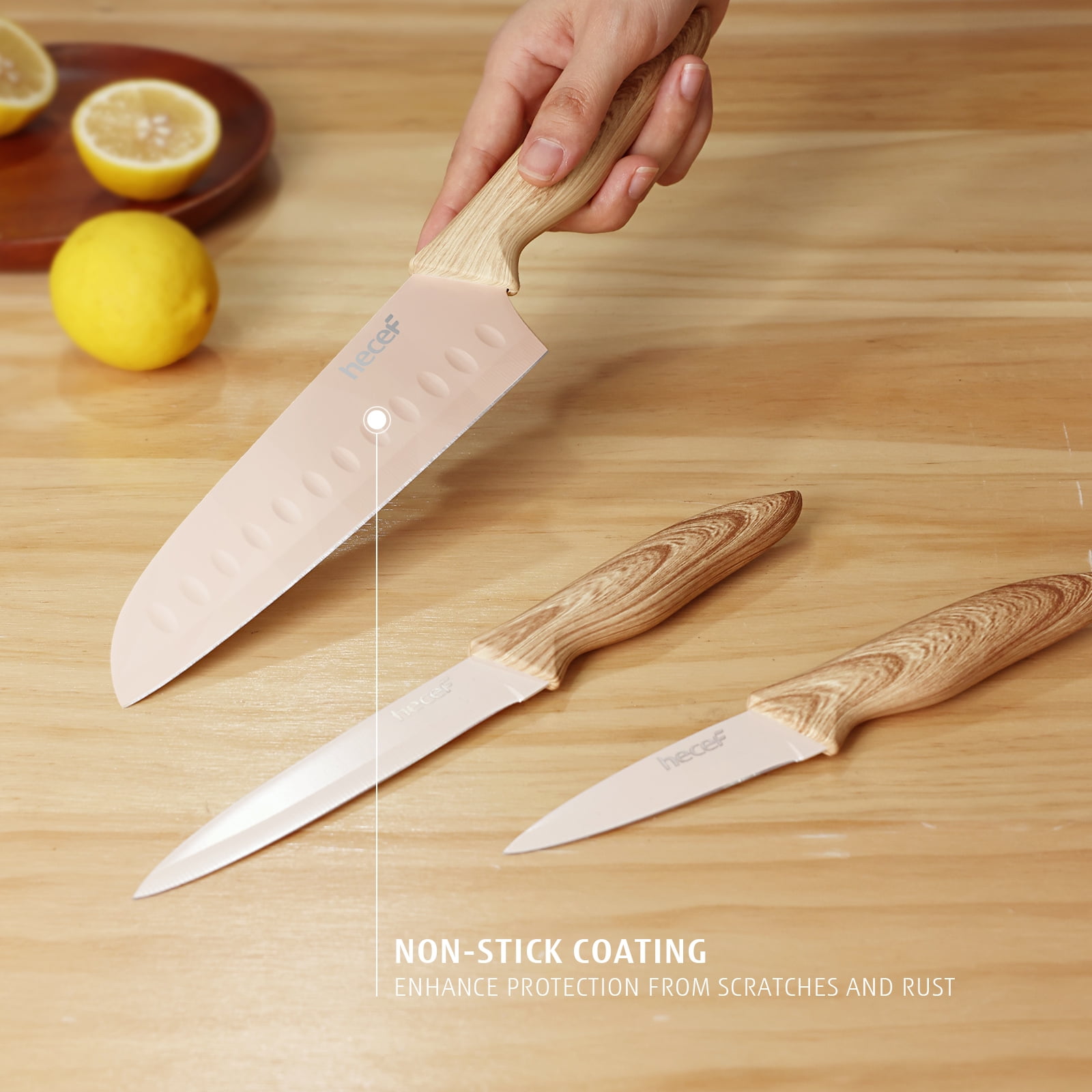 Hecef 3PCS Kitchen Knife Set, Stainless Steel Blades with Non-Stick Coating, Professional Sharp Chef Knives - Image 16