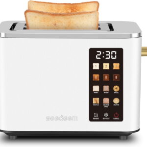 Touch Control Screen Toaster, Smart Stainless Toaster, 6 Shade Setting, 6 Bread Selection, Countdown, Removable Crumb Tray, 900W, Peach Pink