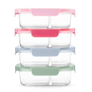 Ello Color Lock 8pc 3.4 Cup Divided  Glass Meal Prep Set