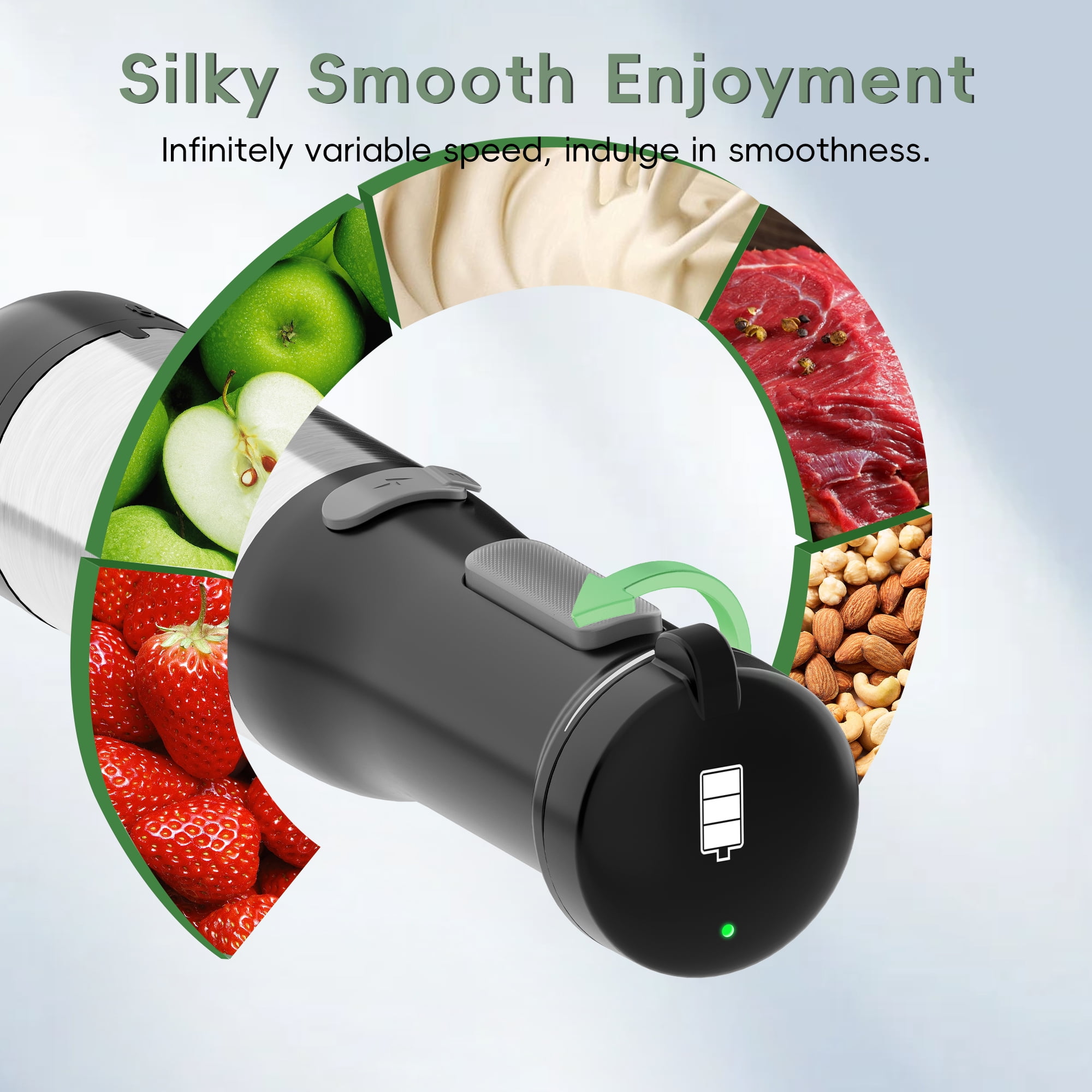 WHALL Cordless Immersion Blender, Rechargeable 5-in-1 Hand Blender with Whisk, Milk Frother Attachments, Portable Stick mixed,700ml Beaker, 500ml Chopper - Image 3