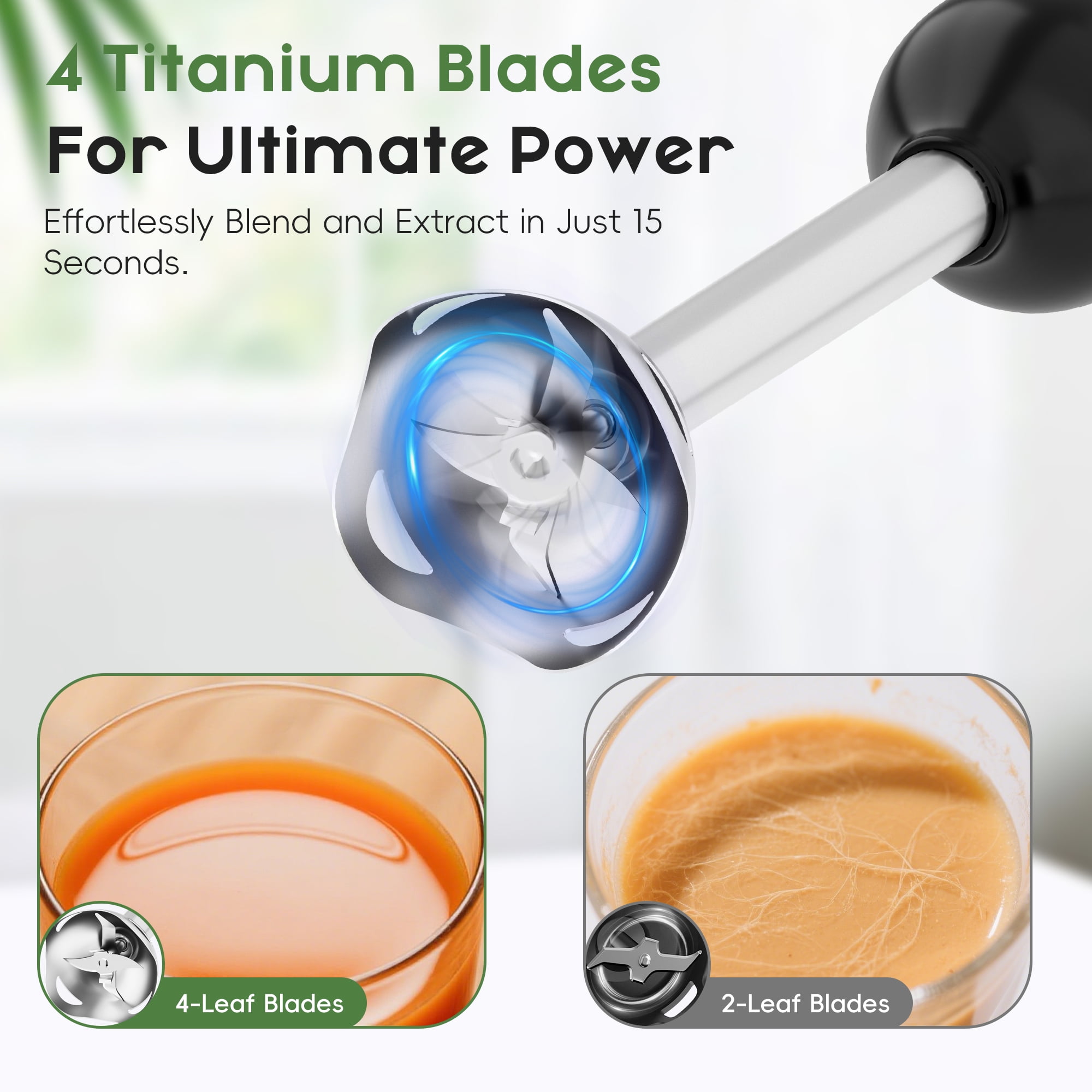 WHALL Cordless Immersion Blender, Rechargeable 5-in-1 Hand Blender with Whisk, Milk Frother Attachments, Portable Stick mixed,700ml Beaker, 500ml Chopper - Image 10