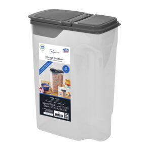 Mainstays Clear Plastic Cereal Dispenser with Lid, 32 Cup Airtight Cereal Storage Container for Pantry Organization and Dry Food Storage, 9.75" x 5.38" x 13.5"