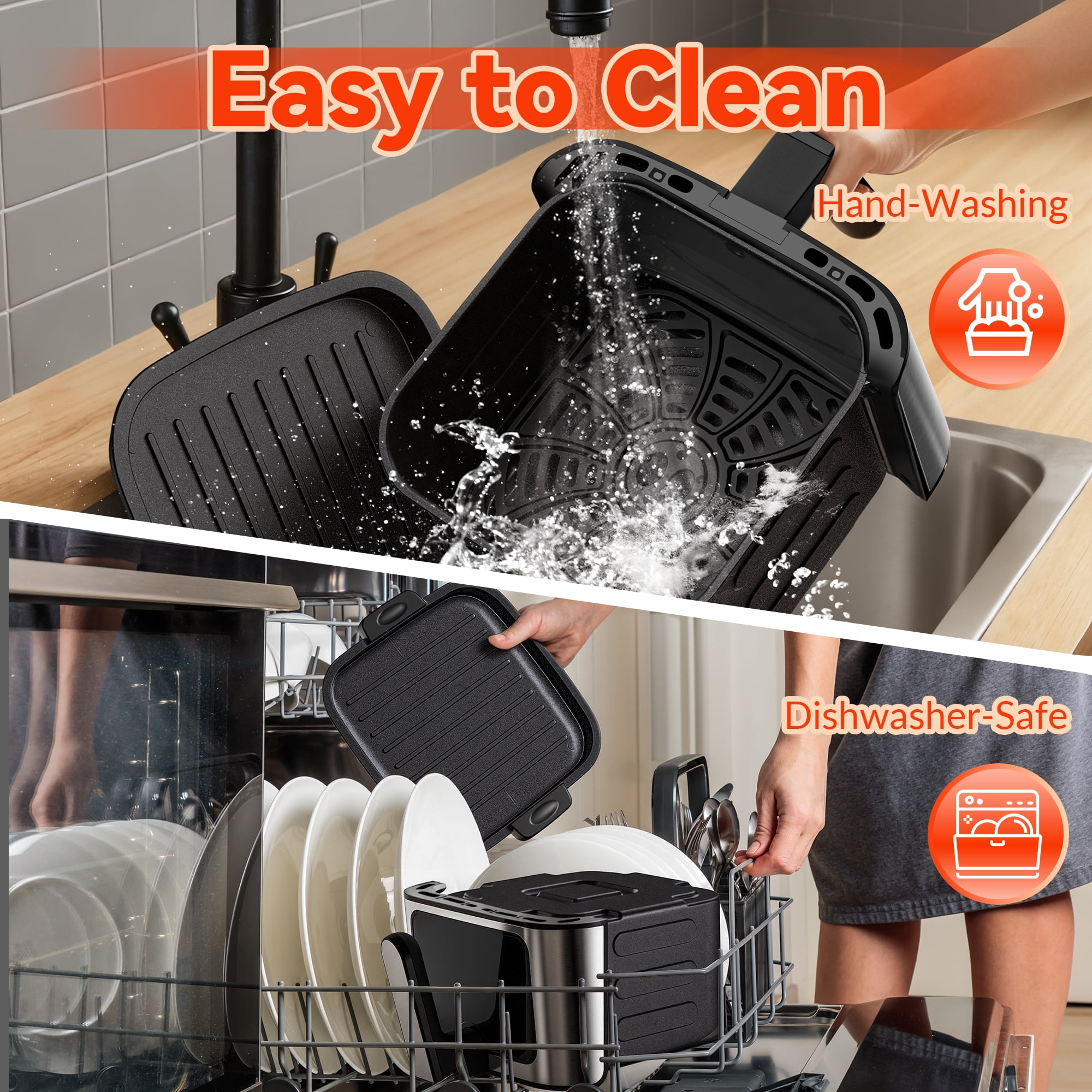 Air Fryer Oven 10 Preset Cookings, Portable Air Fryer w/ Large 7.5 QT, Touch Screen, Dishwasher-Safe W/100 Pcs Liners - Image 5