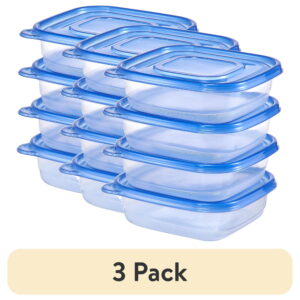 (3 pack) Mainstays 4-Pack 3.8 Cup Plastic Square Food Storage Container