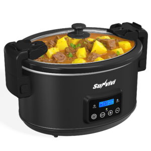 8.5QT Programmable Slow Cooker with Locking Lid, Versatile Food Warmer, Digital Timer, Portable Multi-Cooker with Adjustable Temperature Settings, and Dishwasher Safe Components, Black