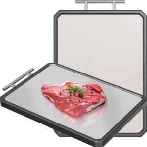 Stainless Steel Cutting Board for Kitchen, 16x11 Inch - Double-Sided Food Grade Chopping Board, Dishwasher Safe for Meat & Vegetables