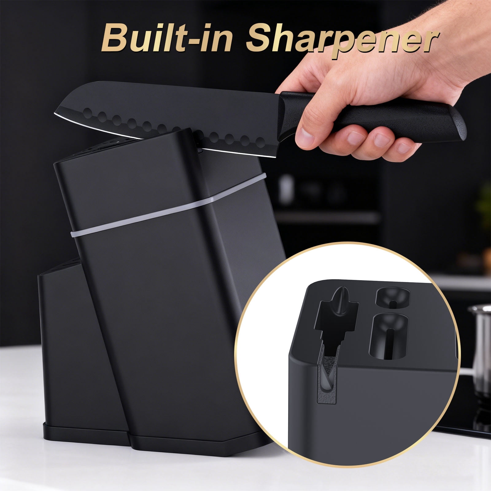 Kitchen Knife Set with Block - 15 Pieces Knife Sets with Built-in Sharpener, Dishwasher Safe, Stainless Steel Blades Kitchen Knives - Image 3