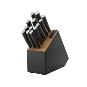 KitchenAid Classic 14-Piece Slim Knife Block Set with Sharpener, High-Carbon Steel, Black