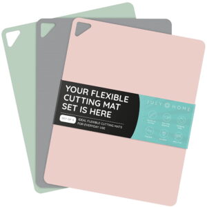 Extra Thick Flexible Cutting Boards for Kitchen, Cutting Mats for Cooking, Colored Cutting Mat Set, Non-Slip Cutting Sheets, Flexible Plastic Cutting Board Set of 3, 15"x12" C52