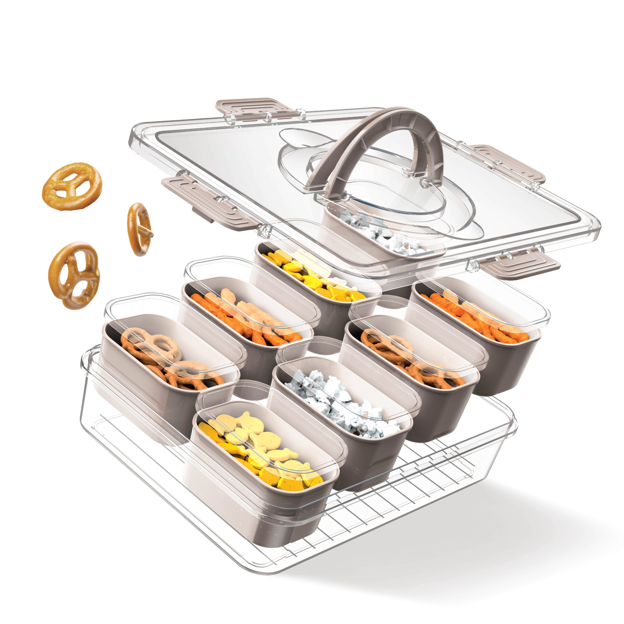 Cook With Color 8-Compartment Snackle Box Food Storage Carrier and Container, Charcuterie Container, Divided Serving Tray with Lids and Handle, Sage, Portable and Dishwasher Safe - Image 9