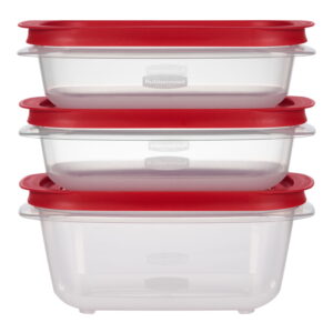 Rubbermaid 3.57-Cup (2) and 5.26-Cup EasyStore Rectangle Containers, 3 Pack, Food Storage Containers, Food Storage Containers with Lids