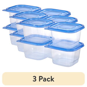 (3 pack) Mainstays 4 Pack 4.4Cup Plastic Square Food Storage Container