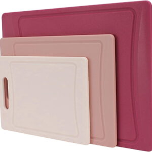 COOK WITH COLOR 3-Piece Cutting Board Set, Non-slip Chopping Board Kitchen Utensils Set Home Essentials, Rose