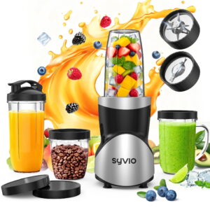 Syvio Smoothie Blender for Shakes and Smoothies, 4 Portal Cups, 15 Pieces Kitchen Personal Blender and Grinder Combo, BPA-Free Juice Blender Set