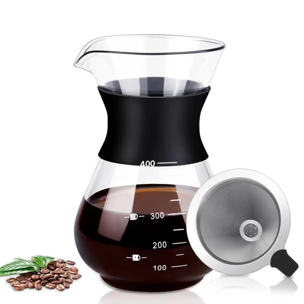 HEIHOX Pour over Coffee Maker Set 14 oz Pour over Coffee ,Coffee Brewing Cup,Glass and stainless coffee maker,Dripper with Reusable Stainless Steel Cone Filter(Non-electromagnetic heating) - Image 10
