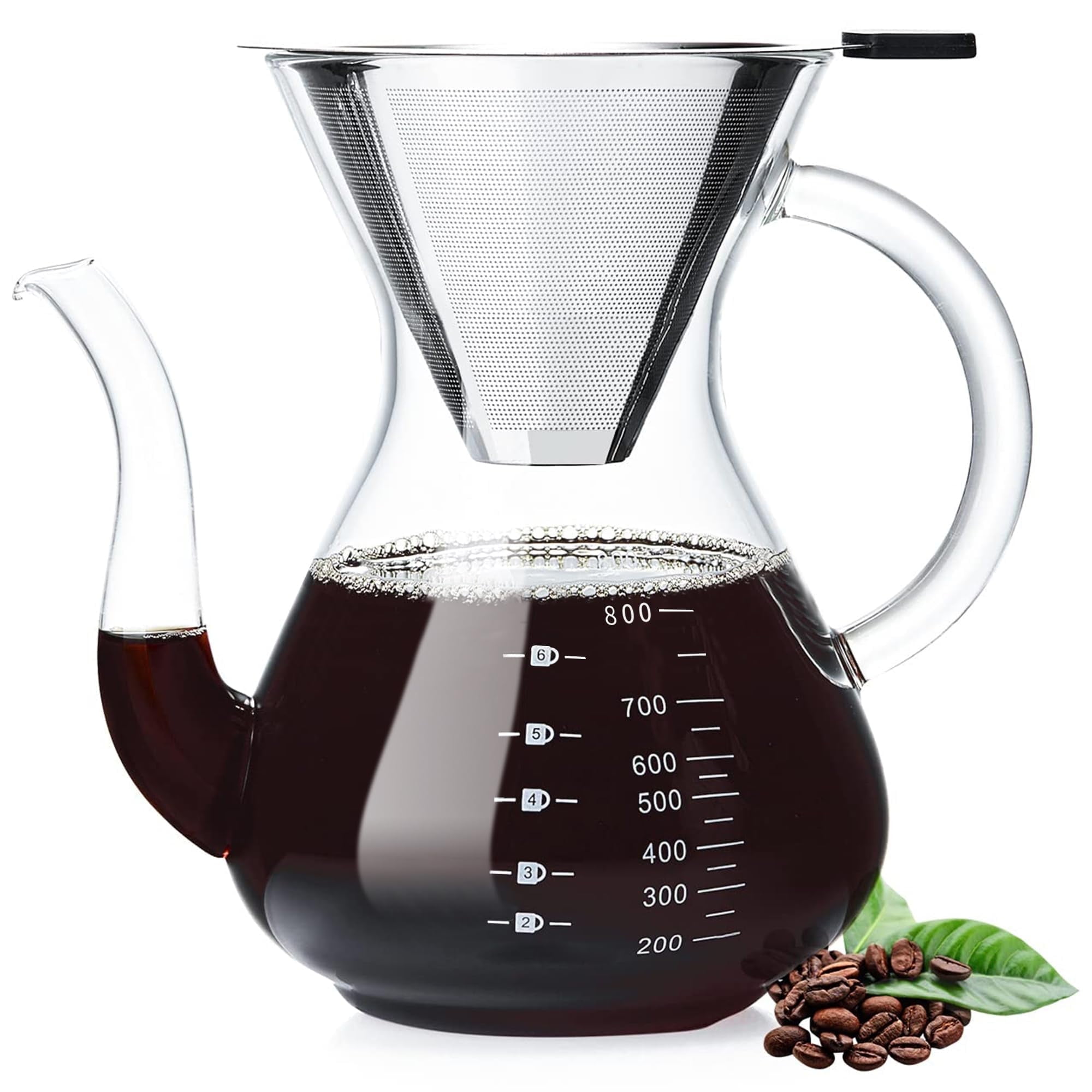 HEIHOX Pour over Coffee Maker Set 14 oz Pour over Coffee ,Coffee Brewing Cup,Glass and stainless coffee maker,Dripper with Reusable Stainless Steel Cone Filter(Non-electromagnetic heating) - Image 11