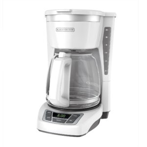 BLACK+DECKER 12-Cup Programmable Coffee Maker with Sneak-A-Cup, Keep Hot Plate, White, CM1160W-1