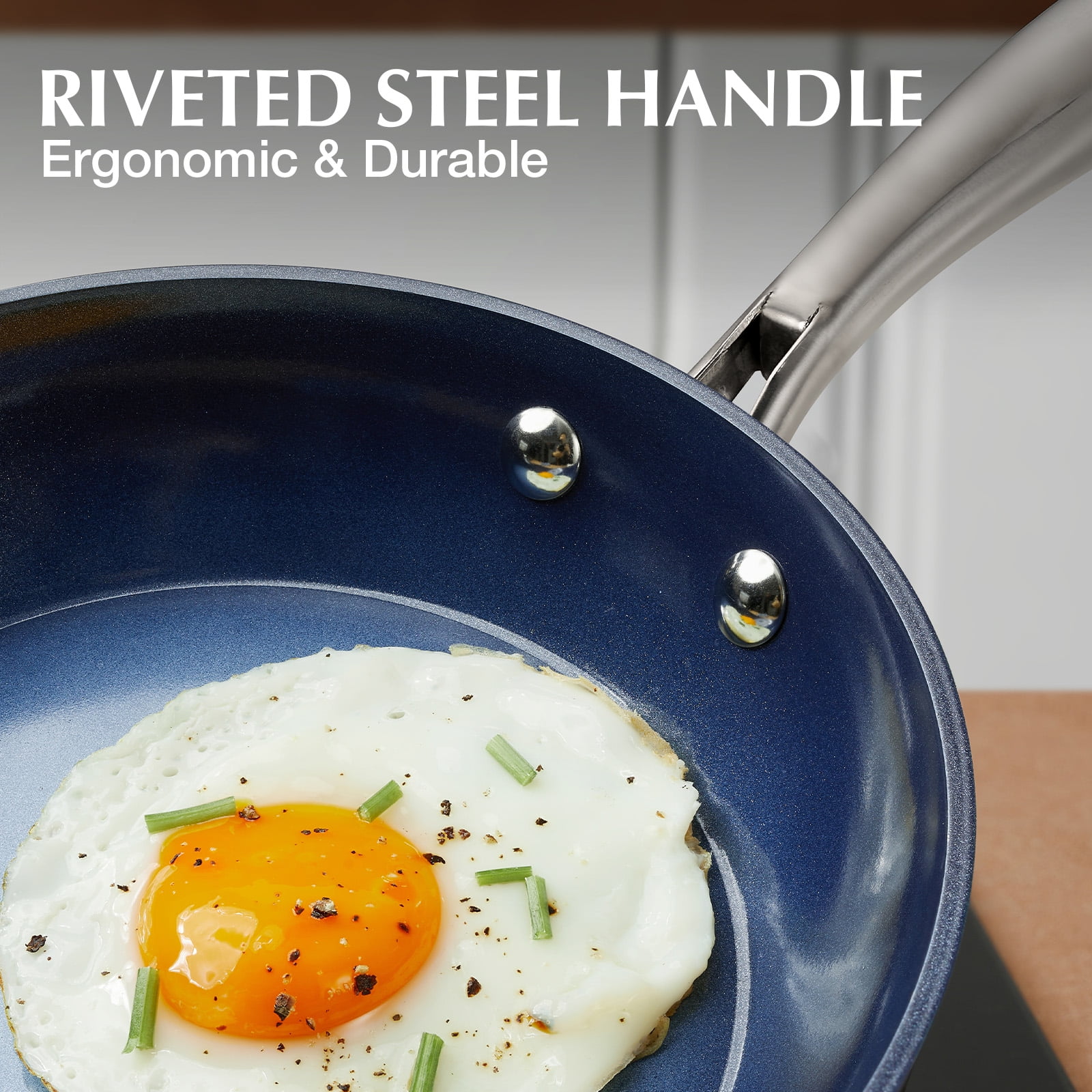 Koch Systeme CS 8 inch Nonstick Frying Pan with Ceramic Coating, Small Skillet, Dishwasher and Oven Safe, Gradient Blue - Image 2