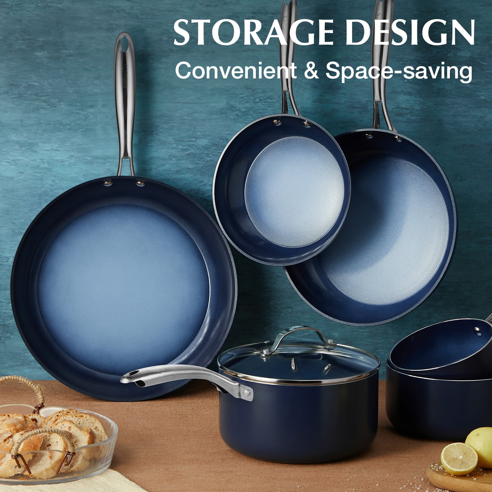 Koch Systeme CS 8 inch Nonstick Frying Pan with Ceramic Coating, Small Skillet, Dishwasher and Oven Safe, Gradient Blue - Image 4