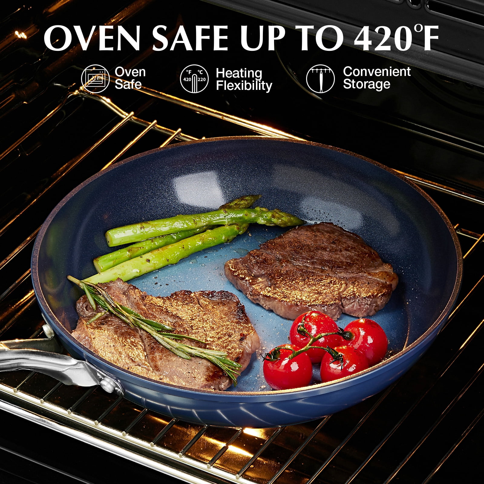 Koch Systeme CS 8 inch Nonstick Frying Pan with Ceramic Coating, Small Skillet, Dishwasher and Oven Safe, Gradient Blue - Image 9