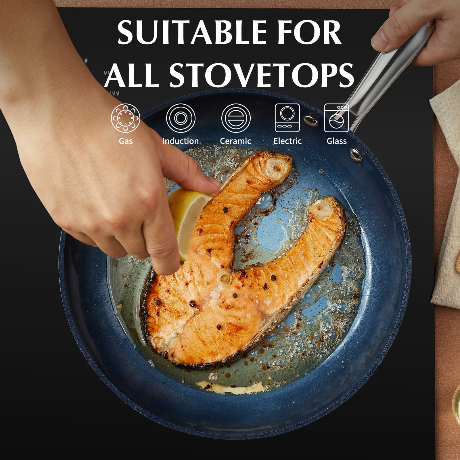 Koch Systeme CS 8 inch Nonstick Frying Pan with Ceramic Coating, Small Skillet, Dishwasher and Oven Safe, Gradient Blue - Image 10