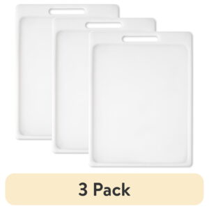 (3 pack) Mainstays 11"X14.5" Non-Slip Poly Cutting Board, White Color