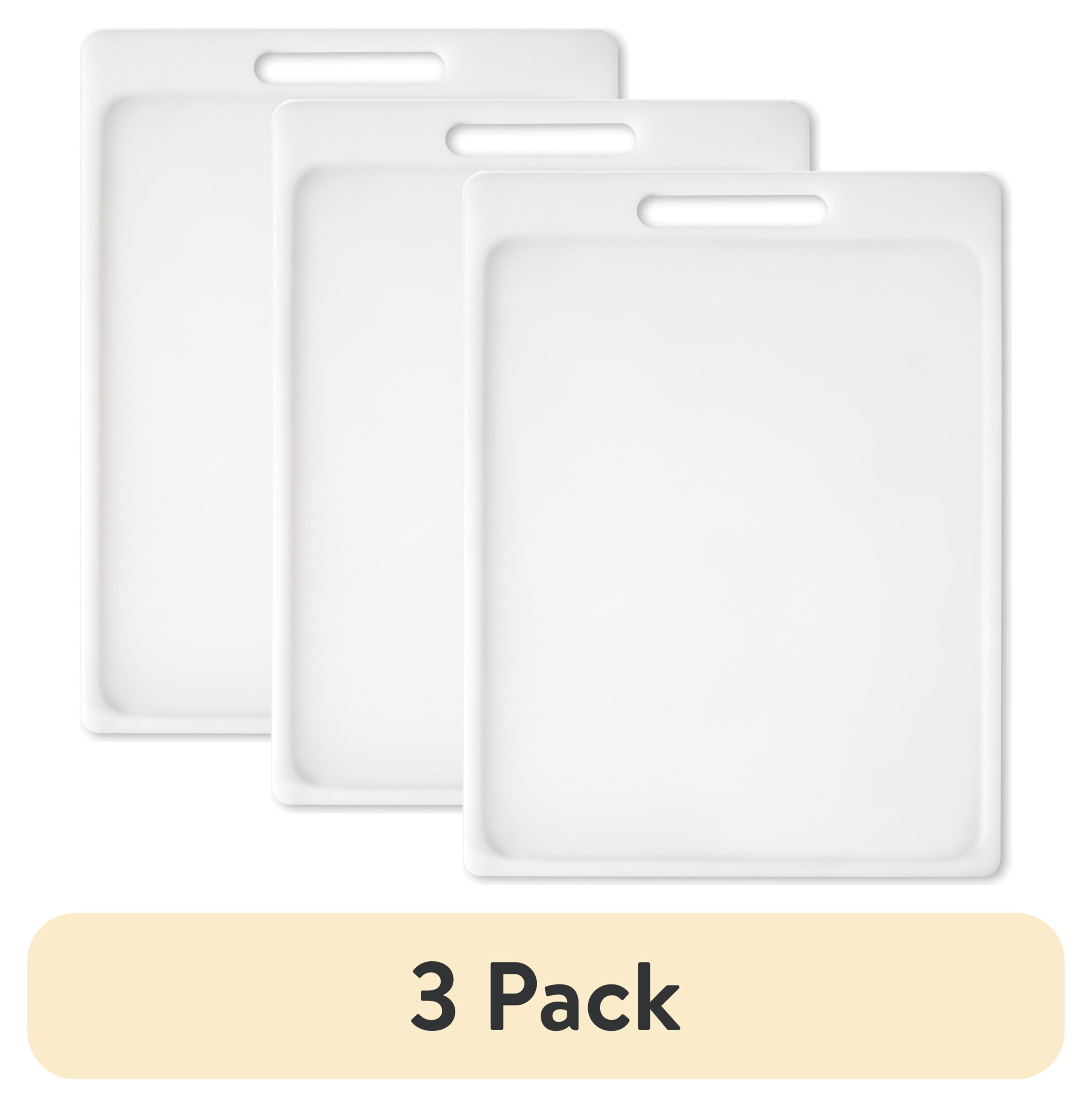 (3 pack) Mainstays 11"X14.5" Non-Slip Poly Cutting Board, White Color