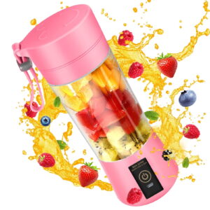 Debonair Portable Blender USB Rechargeable Personal Juicer Cup Small Fruit Juice Mixer for Shakes and Smoothies 350ML Capacity- Pink